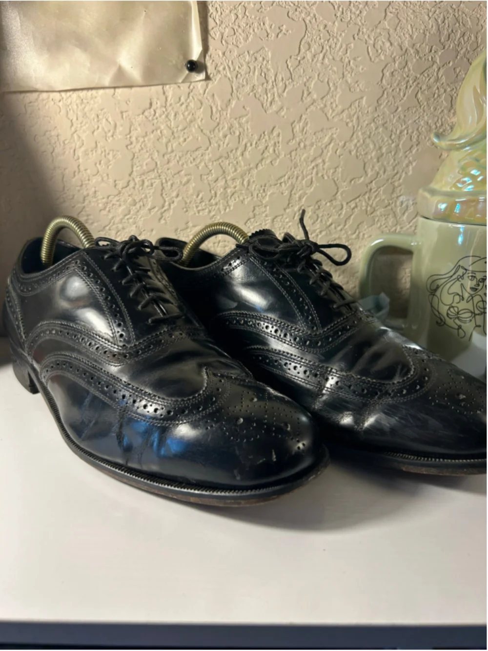 Men's Florsheim Black Leather Wingtip Oxford Shoes